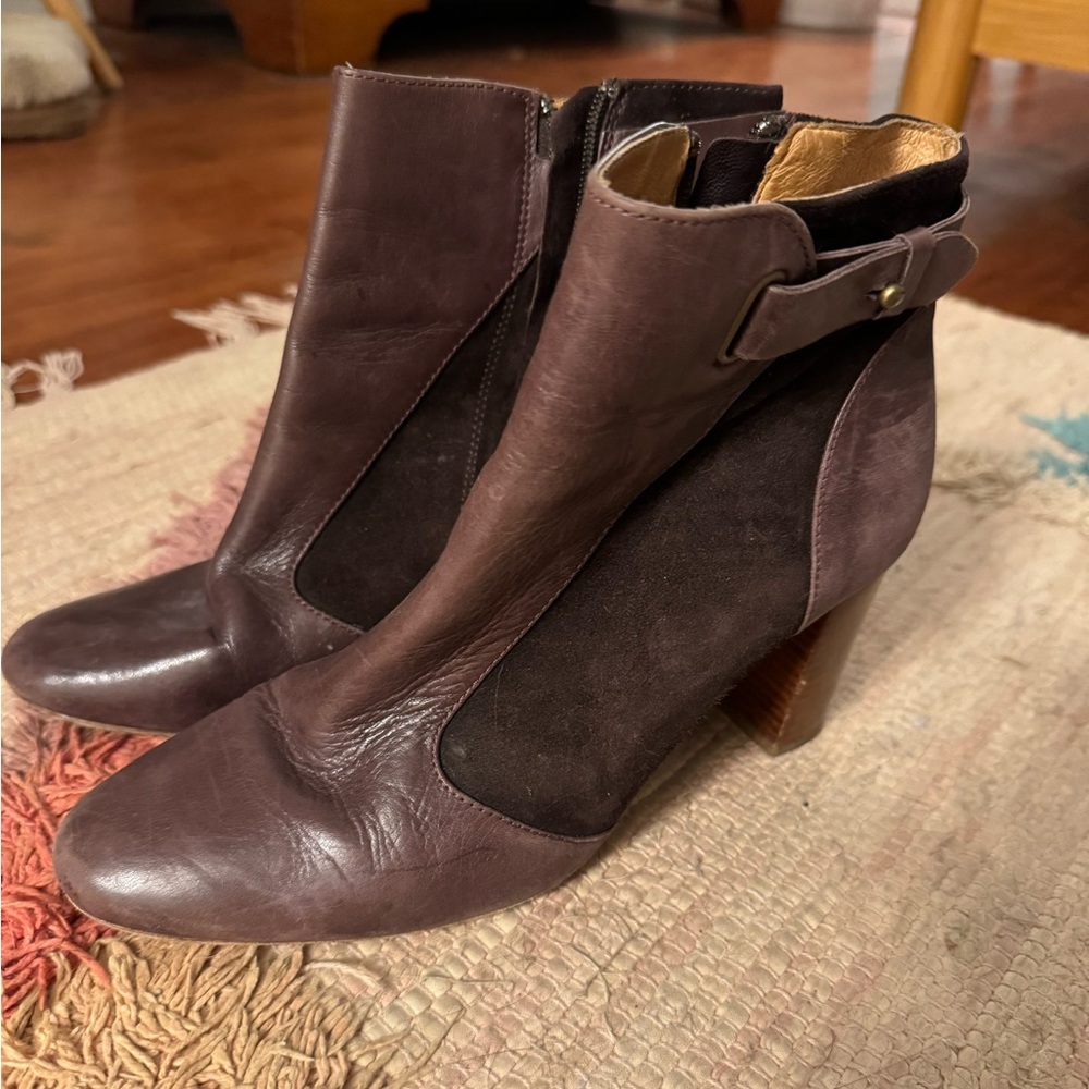 Comptoir des cotonniers zip ankle boots leather suede panels size 8
